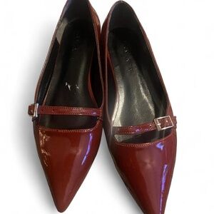 Chic Burgundy Patent Leather Flats Mary Jane’s